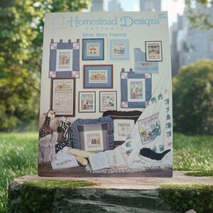 Homestead Designs Cross Stitch Booklet Bible Story Friends 1987 Jonah Noahs Ark